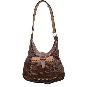 Vintage Handmade Leather Hobo Shoulder Bag Handcrafted Artisan Boho
